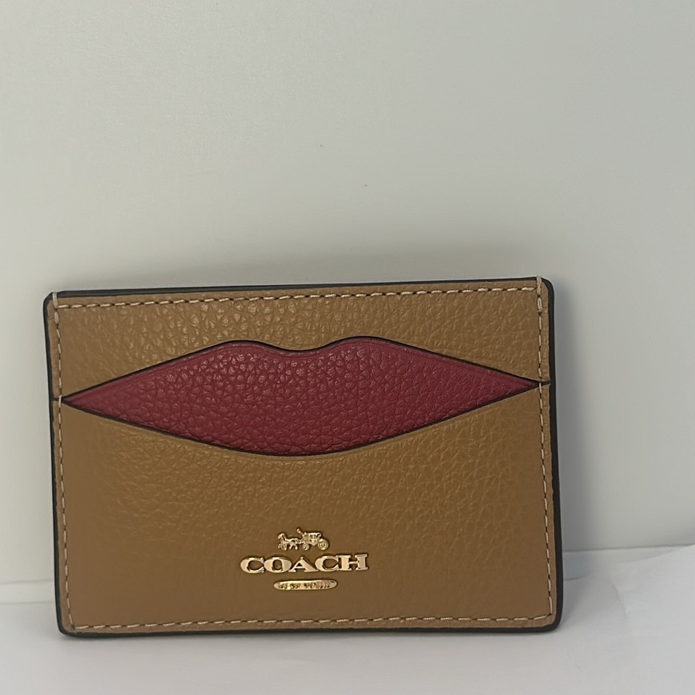 NWT Coach Card Case Wallet Pink Tan Leather Slim ID Holder - Picture 15 of 16